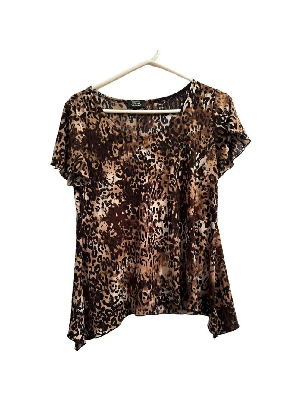 Shannon Ford New York Tunic Blouse Womens Small Brown & Black Animal Print